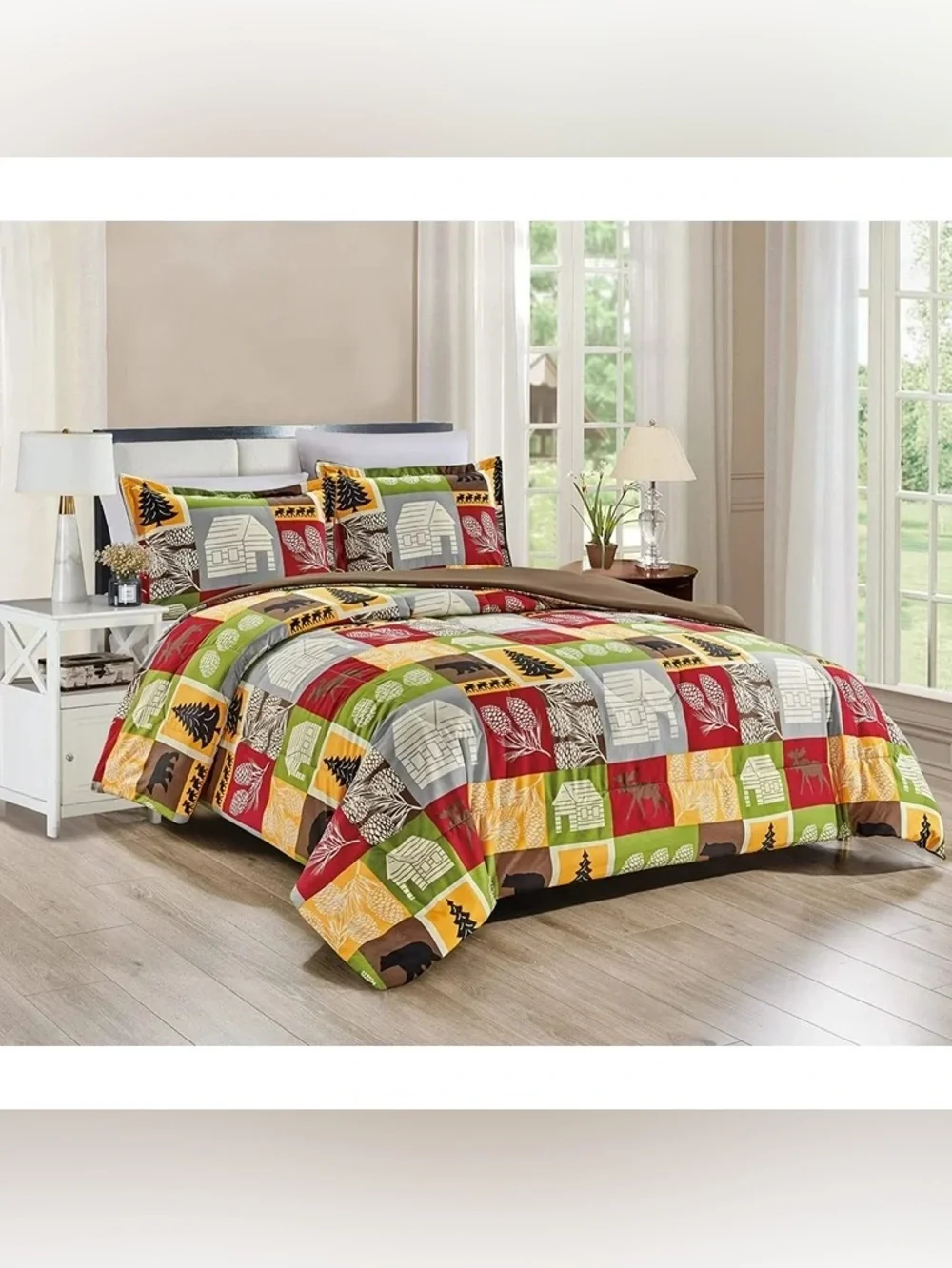 Rustic Patchwork Cabin 2 piece Twin Comforter Set